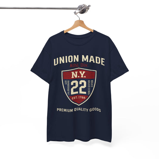 New York  NY Union Made Shield Tee — Vintage 'N.Y. 22' Graphic Cotton T-Shirt