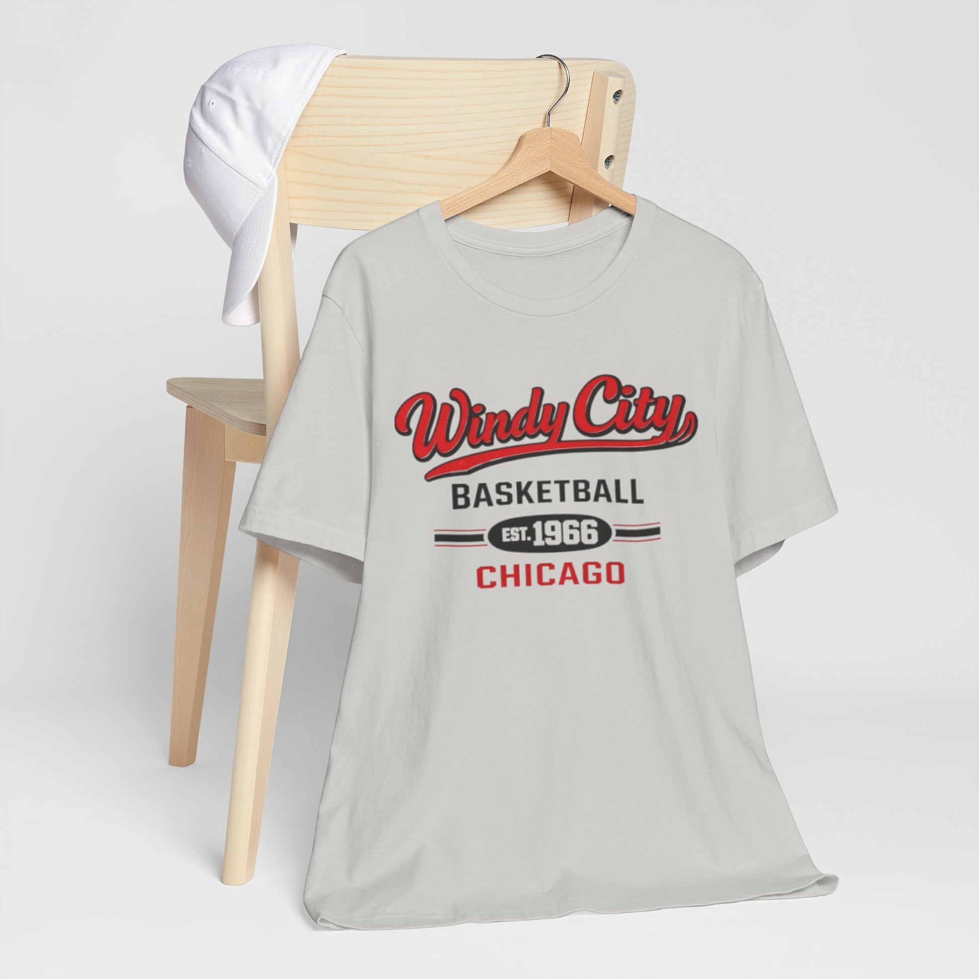 Gray Windy City Basketball Tee – Chicago Est. 1966 Vintage Sports T-Shirt
