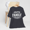 Dark Slate Gray Faith Family Football Shirt – Texas Dallas Game Day Christian Football T Shirt