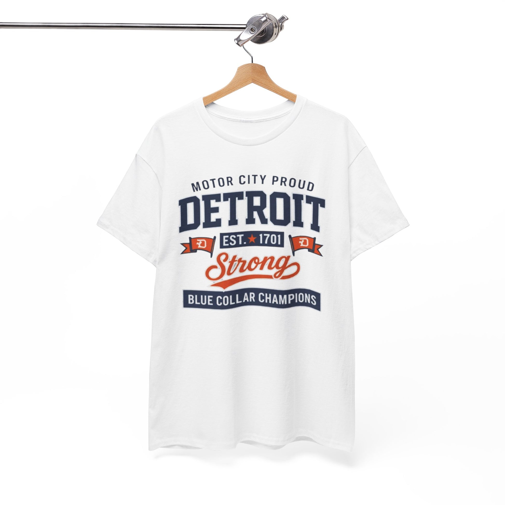 White Smoke Detroit Strong T-Shirt — Motor City "Blue Collar Champions" Tee