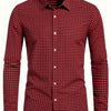 Saddle Brown Men's Plaid Button- Shirt, Regular Fit, Long Sleeve, Casual Business Shirt