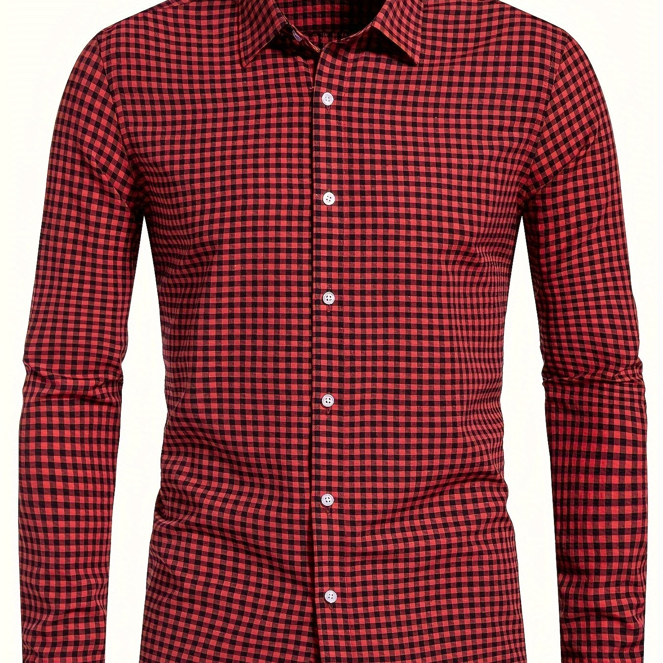 Men's Plaid Button- Shirt, Regular Fit, Long Sleeve, Casual Business Shirt