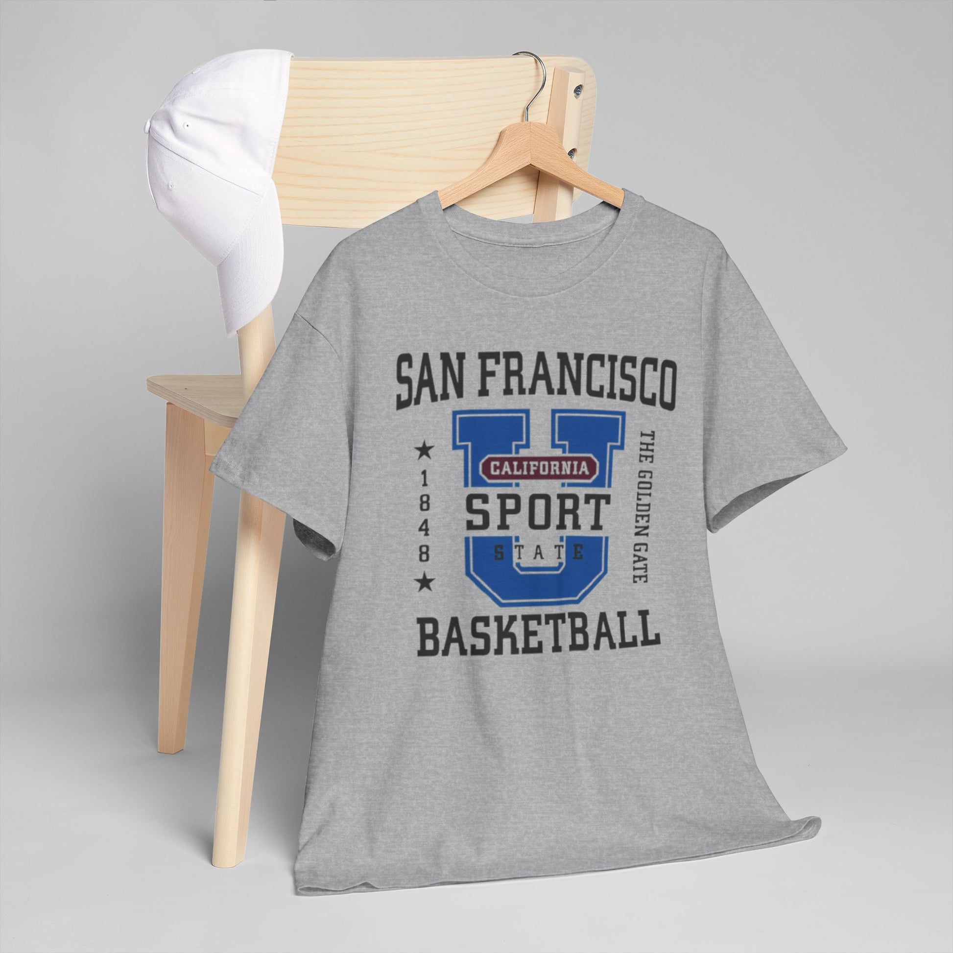 Gray San Francisco Basketball Collegiate Graphic T-Shirt – Golden Gate City Sports Tee