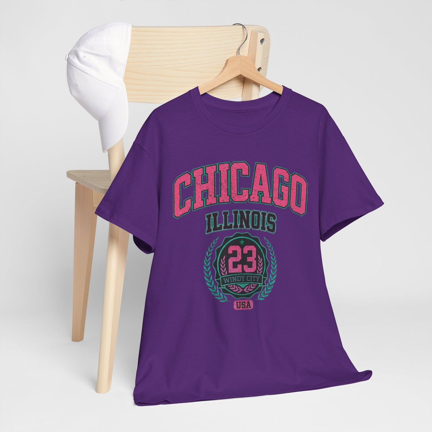 Lavender Chicago Illinois Windy City 23 T-Shirt – Urban Basketball Streetwear Tee