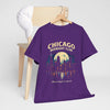 Lavender Chicago Midnight Club T‑Shirt – Retro City Skyline "Where Night Is Legend"