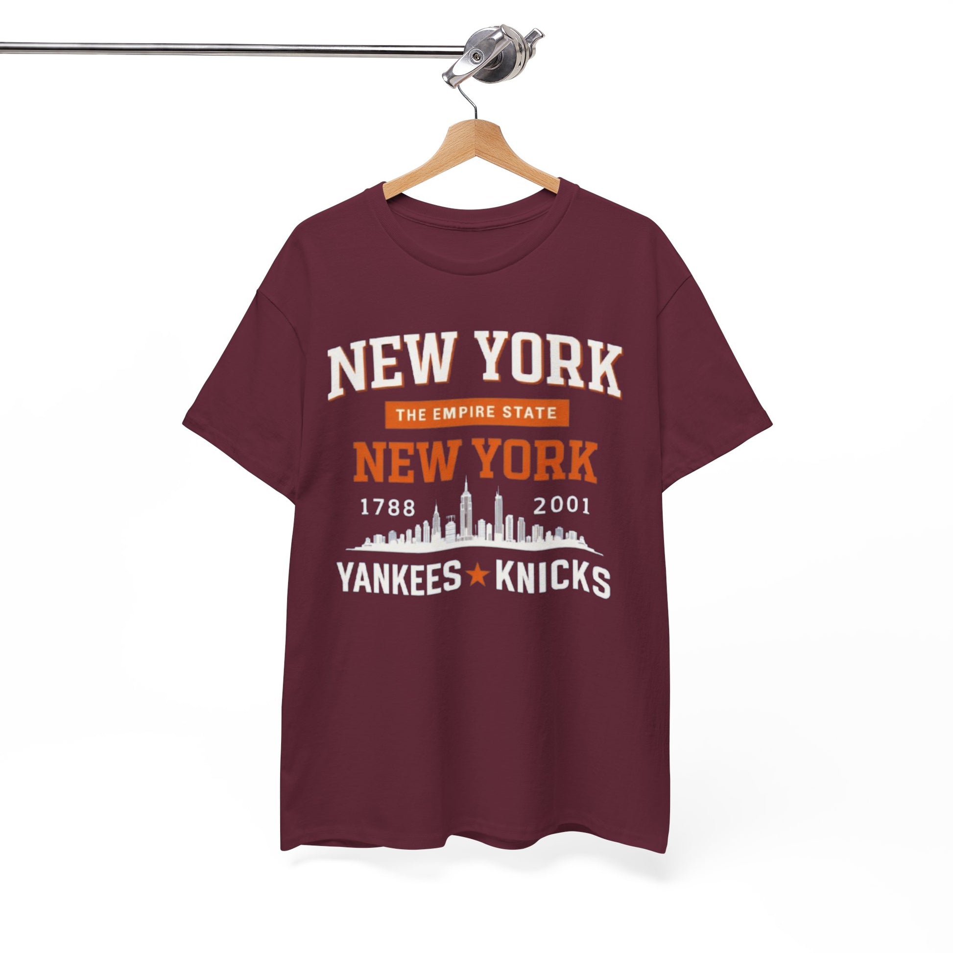 White Smoke New York City Skyline Tee — Yankees & Knicks Vintage Sports Shirt