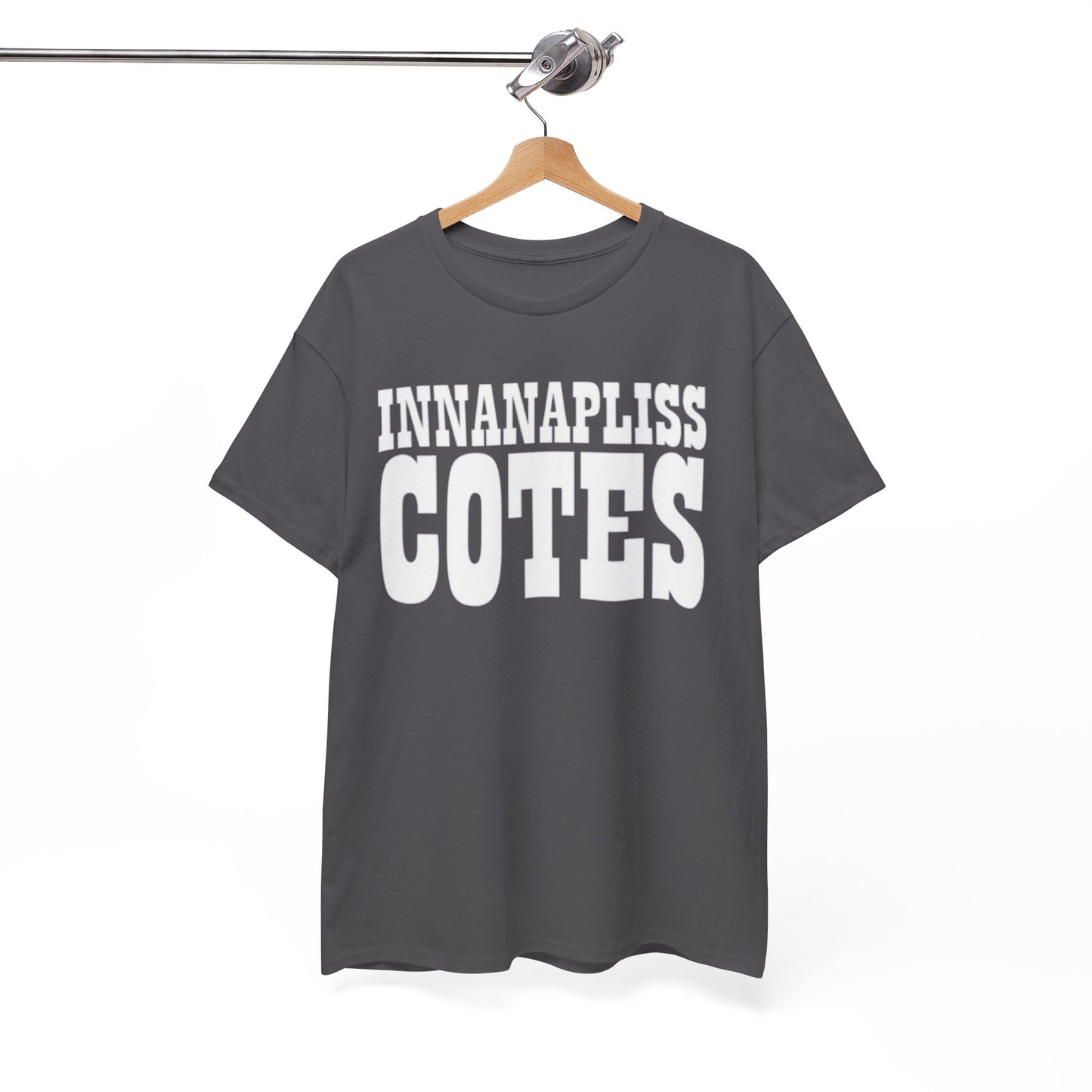 White Smoke Indianapolis Colts InnanaPliss Cotes Tee — Bold Text Graphic T-Shirt