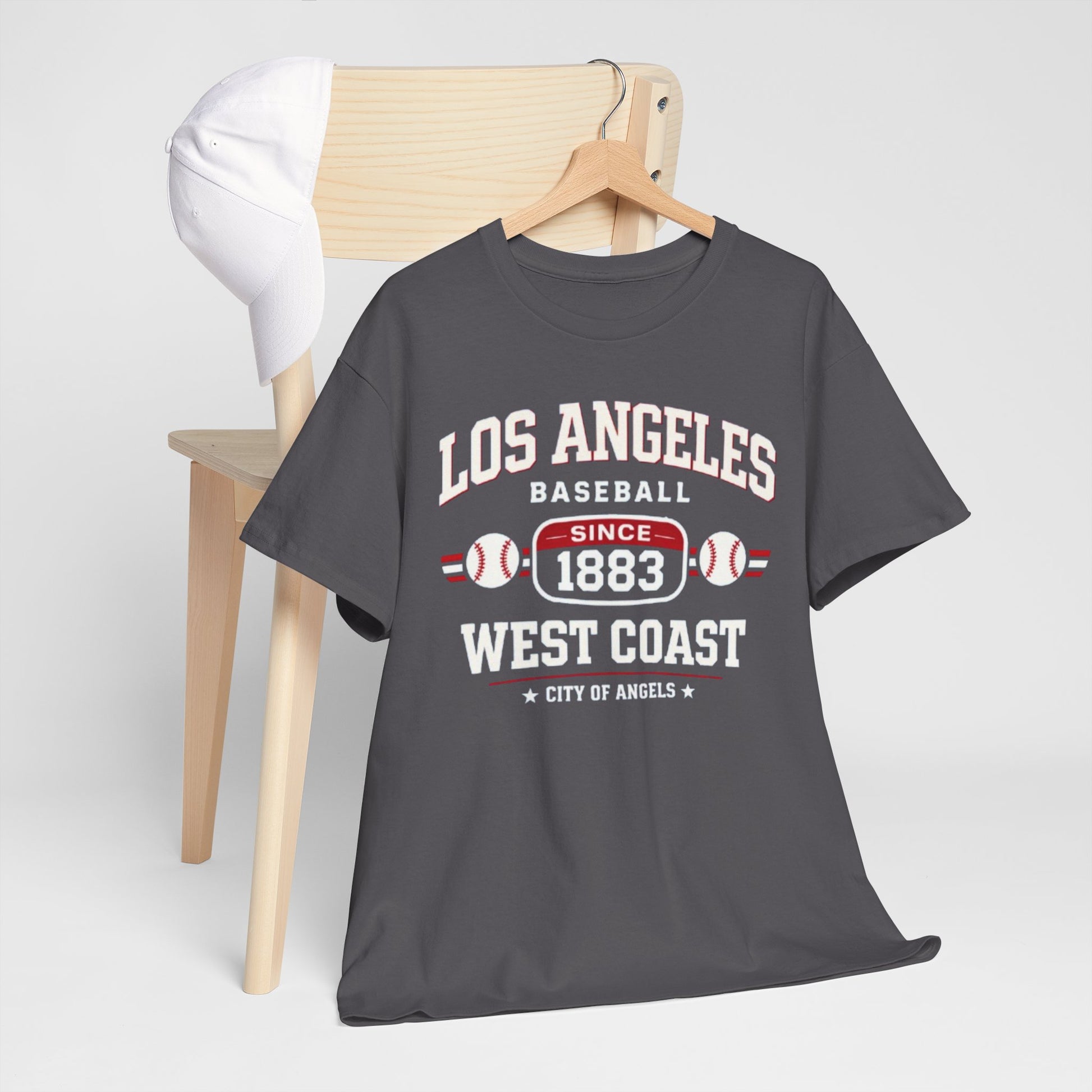 Dim Gray Los Angeles Baseball Tee — West Coast "Since 1883" Vintage Sport T‑Shirt