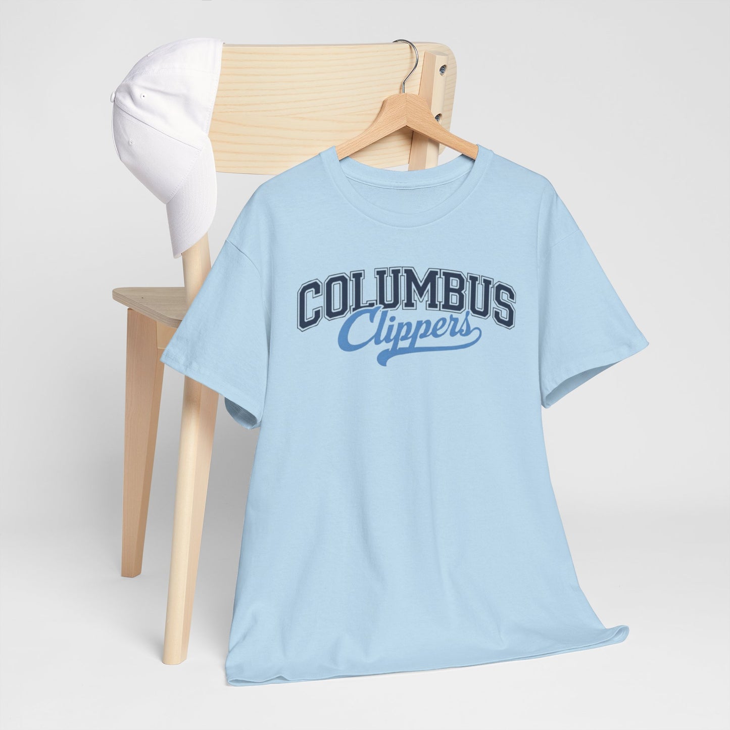 Light Blue Columbus Clippers Baseball Tee — Vintage Script  T-Shirt