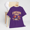 Lavender Chicago 1987 Vintage Sports T-Shirt – Retro Baseball and Football Graphic Tee