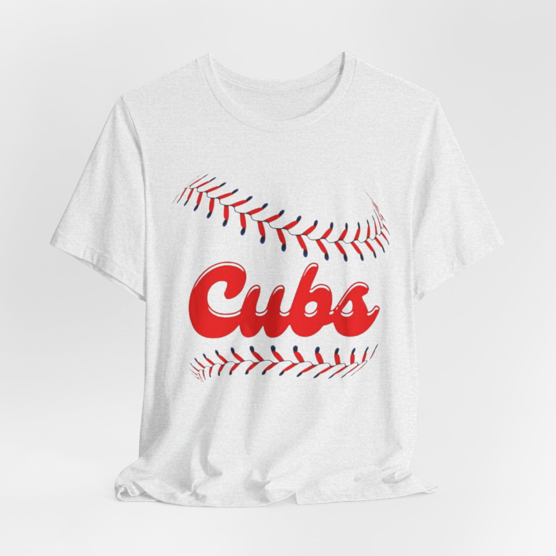 Cubs Baseball Tee — Vintage Script Baseball Stitch Design – game day outfit, casual fan outfit, image 1.0