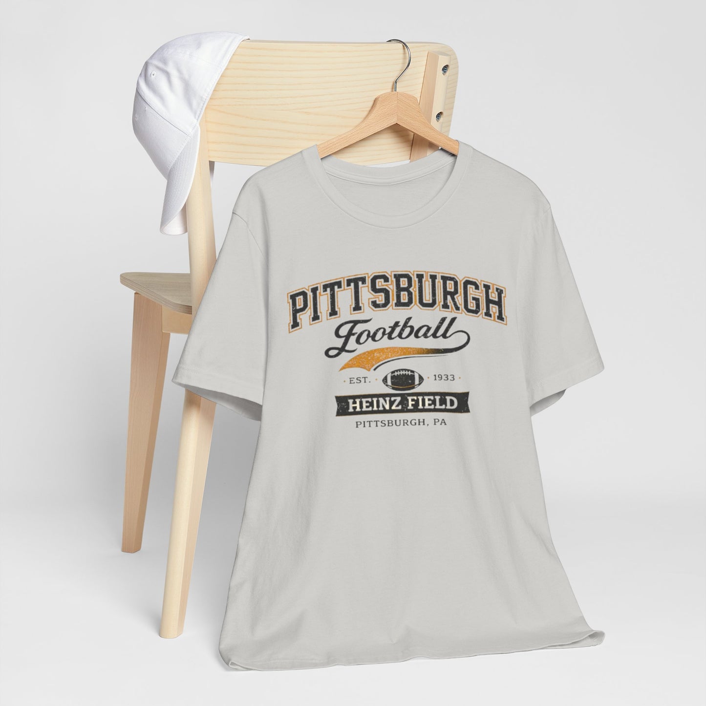 Gray Pittsburgh Football T‑Shirt — Heinz Field Vintage Crew Tee