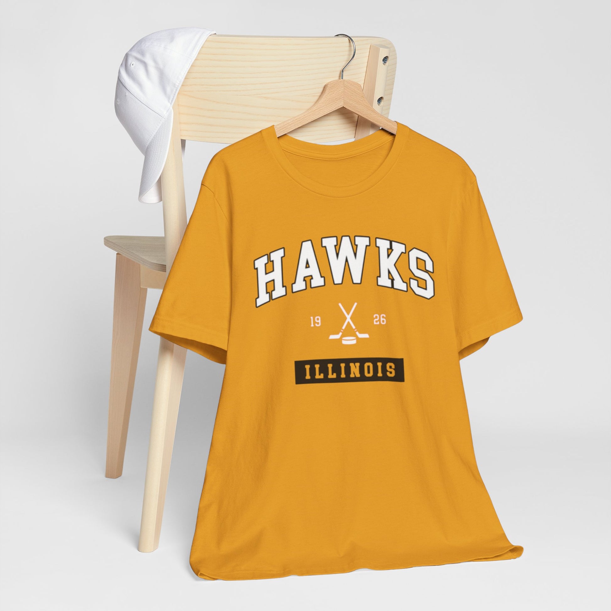 Goldenrod Hawks Illinois Vintage Athletic Tee — Retro College Sports Shirt