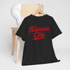 Dark Slate Gray Kansas City Script Tee — Retro Red City  T-Shirt