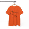 White Smoke Kansas City Script Tee — Minimalist City Name T‑Shirt