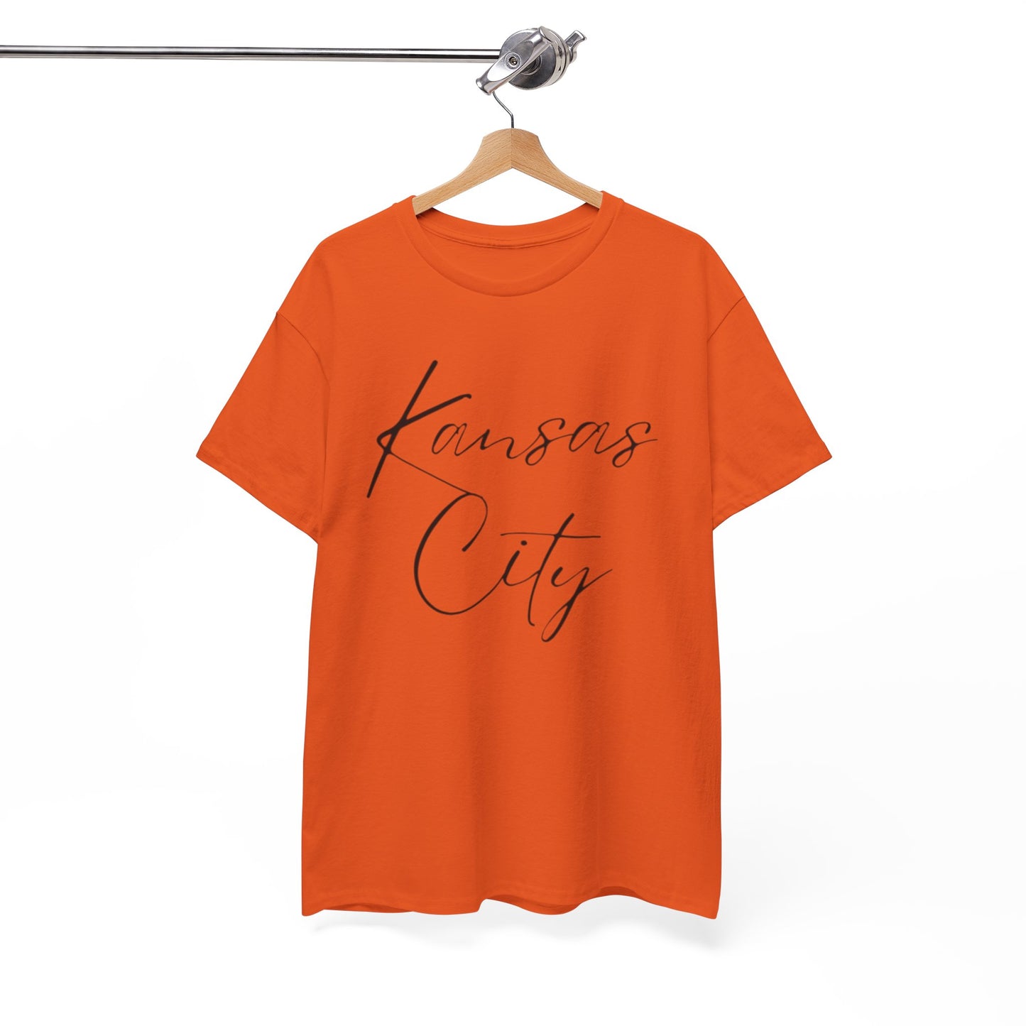 White Smoke Kansas City Script Tee — Minimalist City Name T‑Shirt