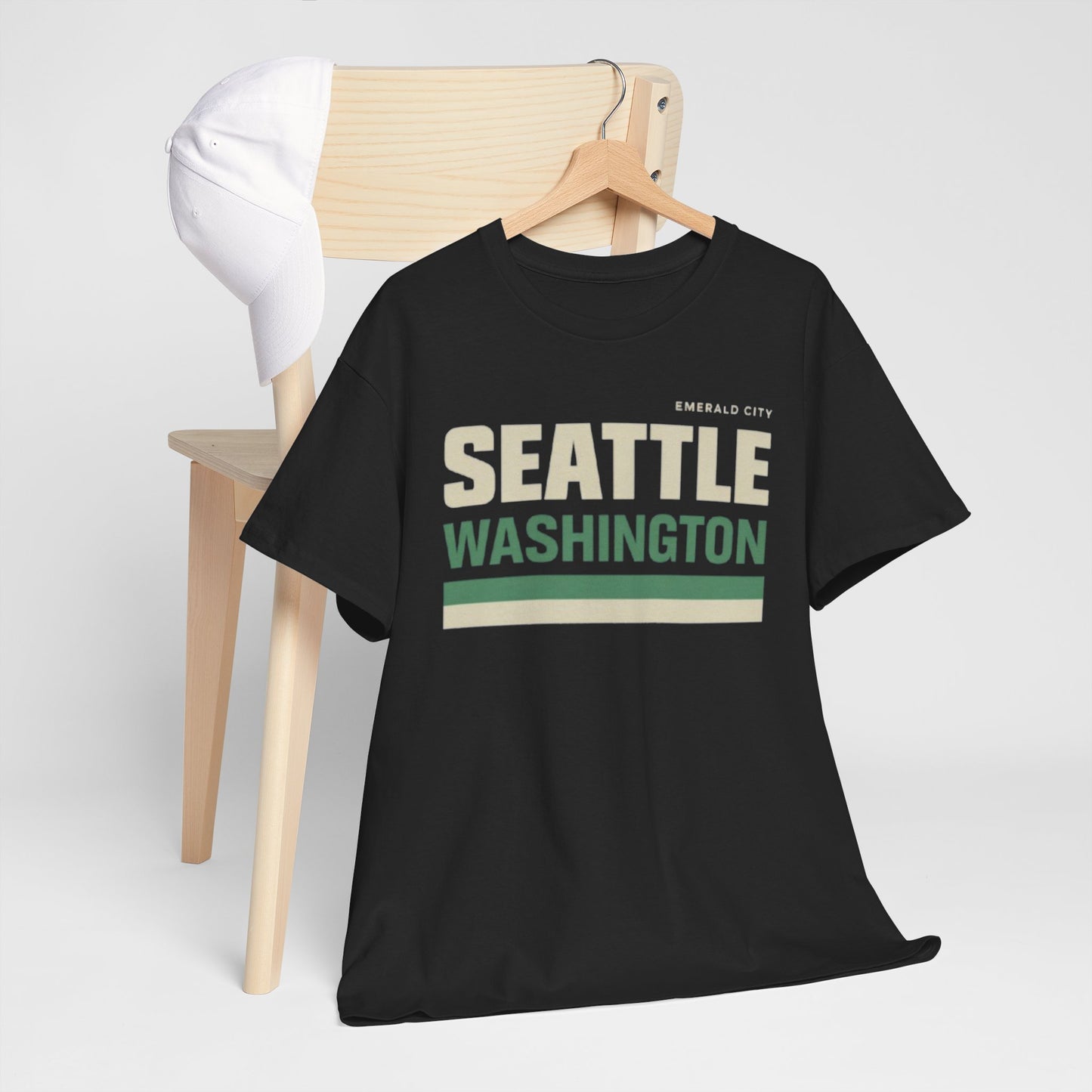 Seattle Washington Retro Striped Tee — Emerald City Graphic T‑Shirt