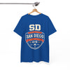 San Diego 619 Badge T-Shirt — SD Champs Division Vintage Crest – nfl fan apparel, football shirt, image 1.0