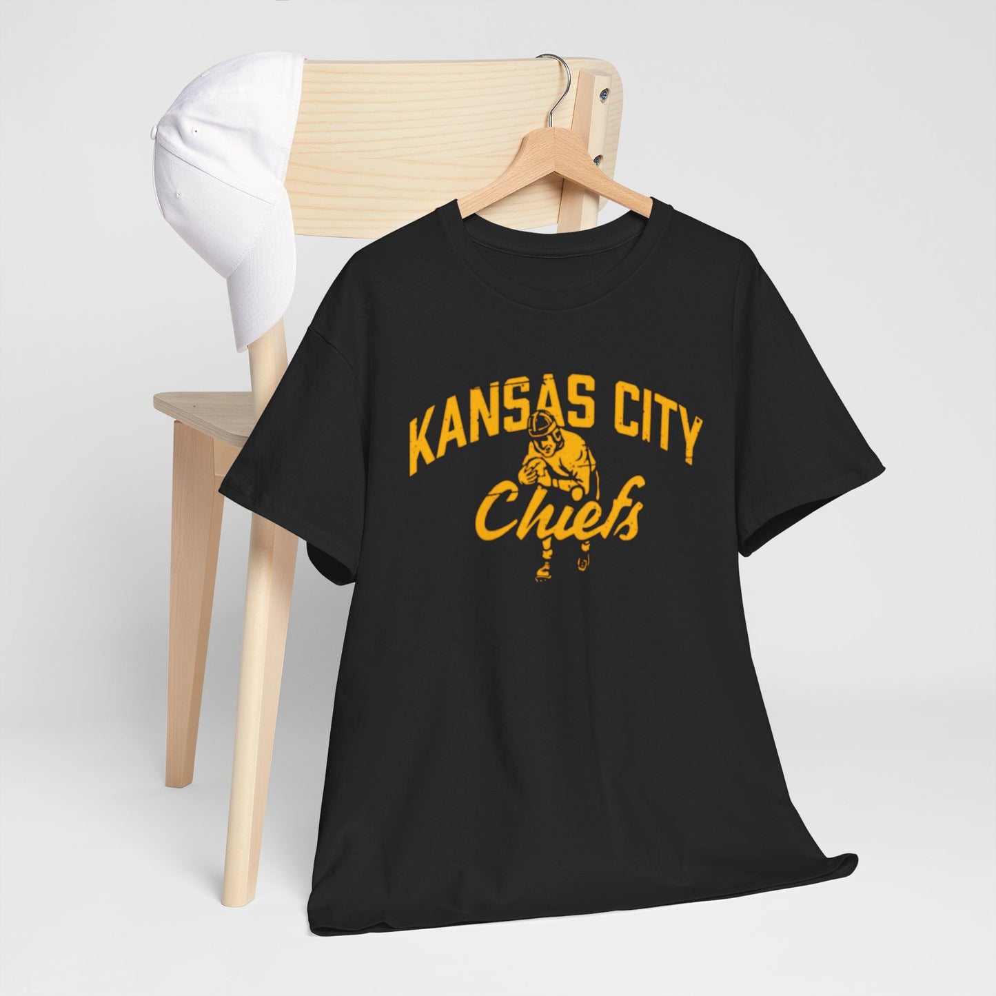 Dark Slate Gray Kansas City Chiefs Vintage Football Tee — Retro Script & Player Graphic