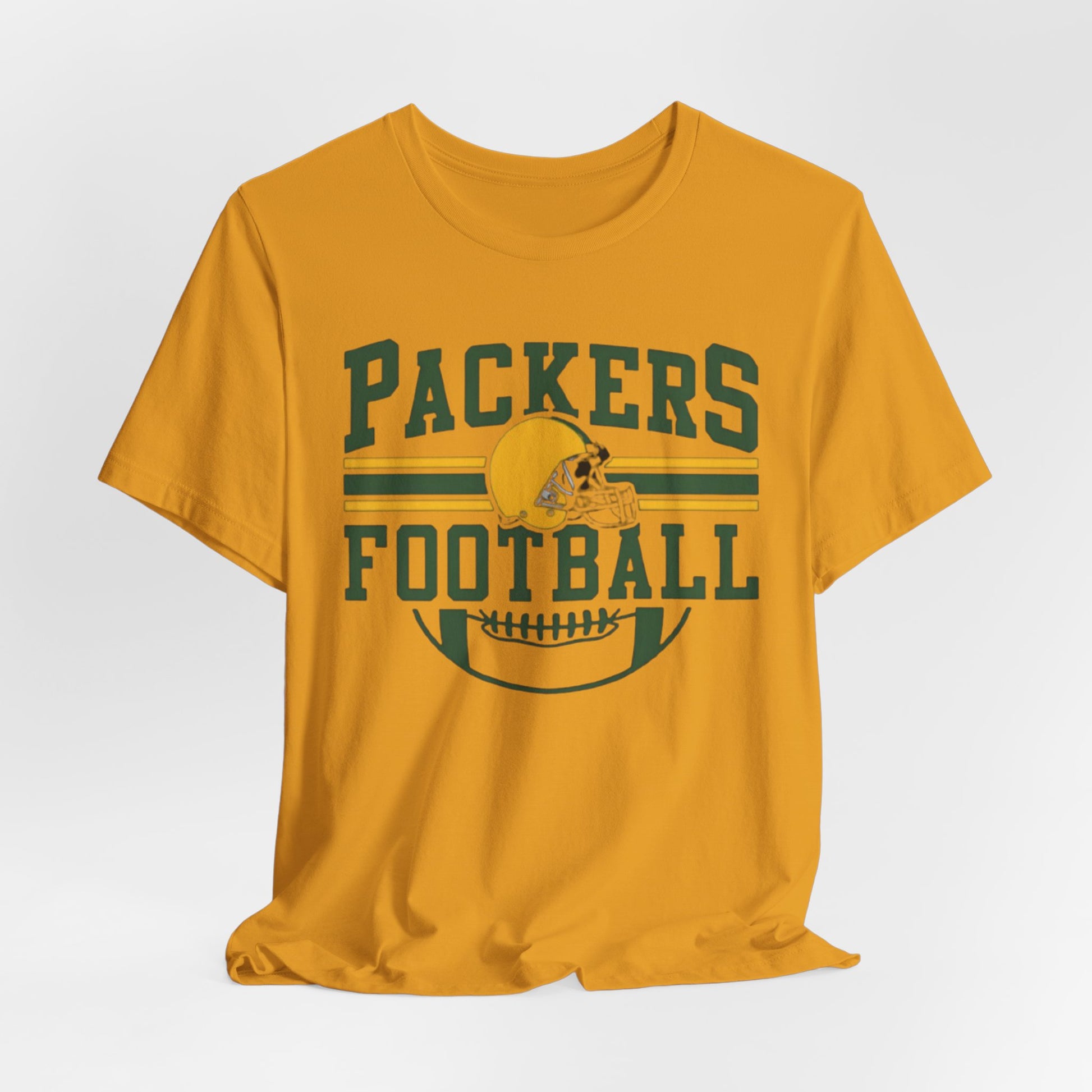 Lavender Packers Football T-Shirt — Retro Helmet & Stripes Fan Tee