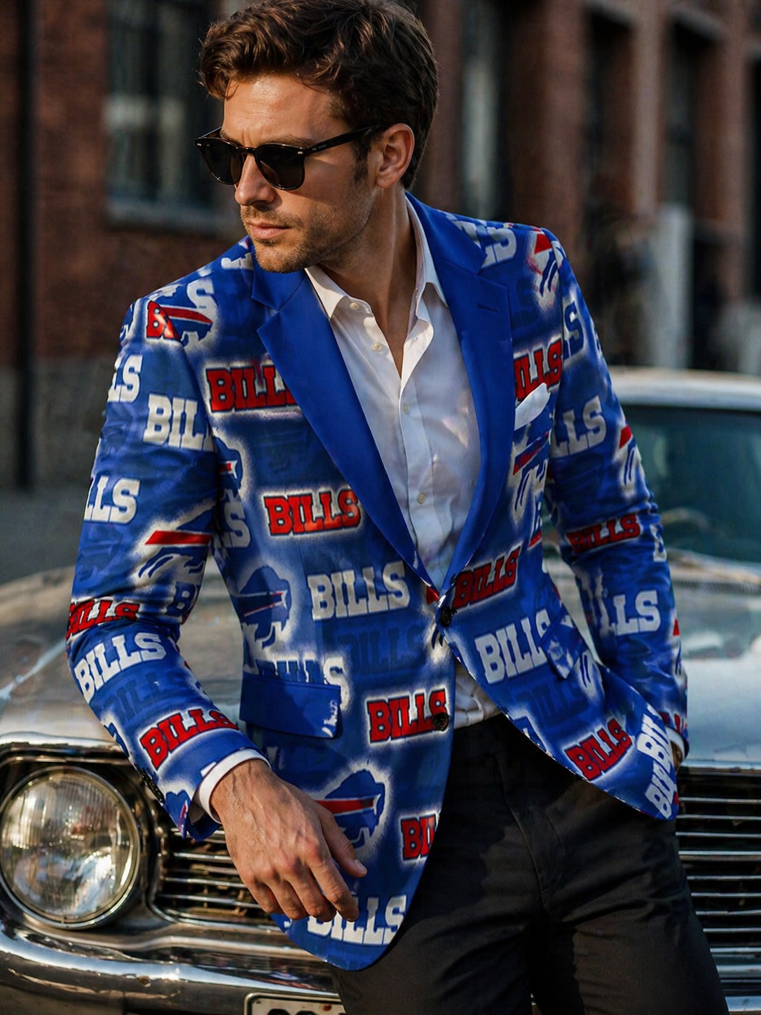 Buffalo football Flat Lapel Collar Suit Blazer streetwear fashion product image 2