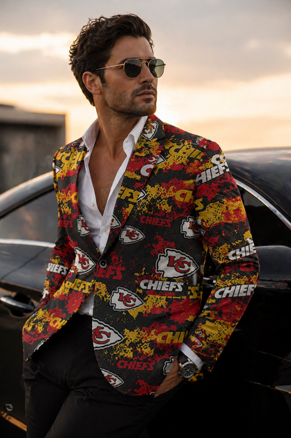Kansas City Football Blazer Red Yellow Game Day Jacket streetwear fashion product image 2