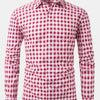 Gray 1pc Printed Plaid Long-sleeve Shirt with Lapel and Button-up Cardigan Style Casual Shirt