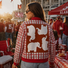 Alabama Crimson Tide Gingham Elephant Game Day Jacket – Trendy Southern Football Streetwear for Women