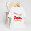 Lavender Cubs Baseball Tee — Vintage Script Baseball Stitch Design