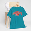 Dark Cyan Sacramento CA Arch Tee — Retro College-Style City T-Shirt