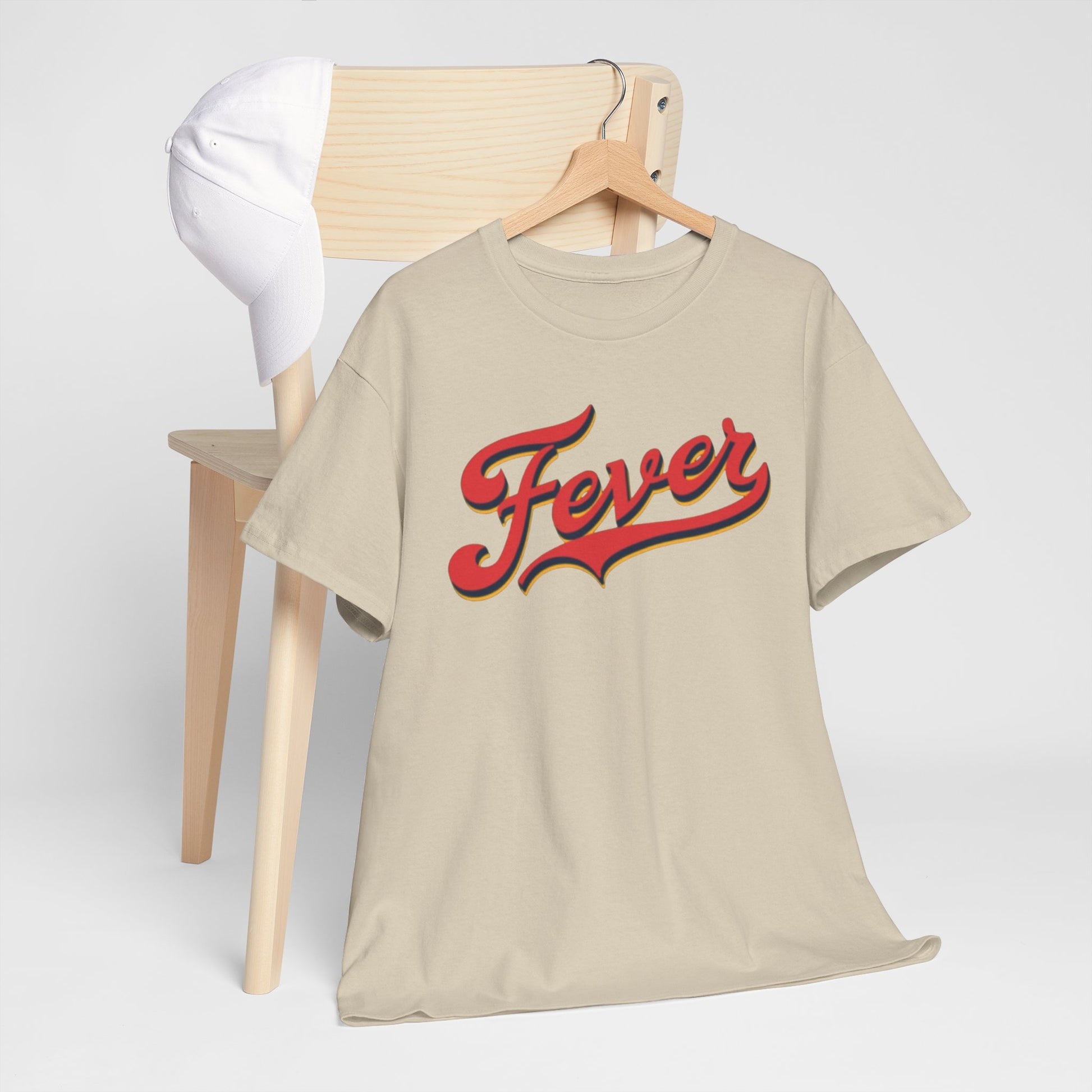 Gray Indiana Fever Retro Script Tee — Vintage Red & Gold Graphic T-Shirt