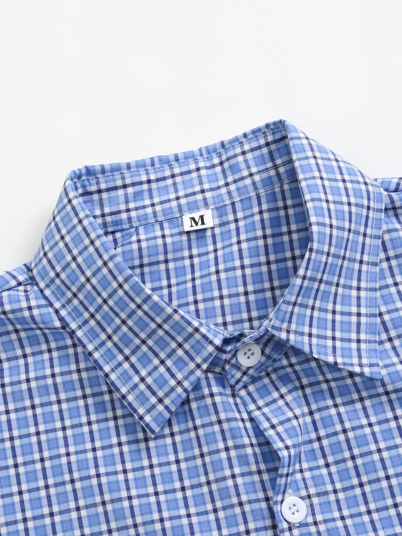 Plaid Casual Turn- Collar Shirt