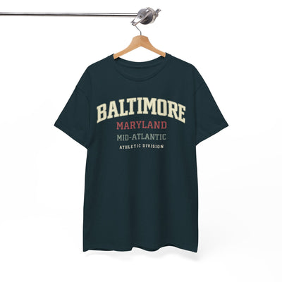 Baltimore Maryland Vintage Athletic T-Shirt – 'Baltimore' Mid-Atlantic Tee varsity style, retro athletic
