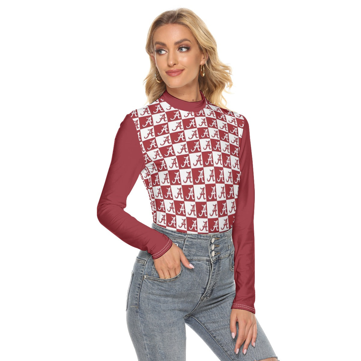 Alabama - Crimson Tide Women's Stretchable Turtleneck Top White varsity sports apparel
