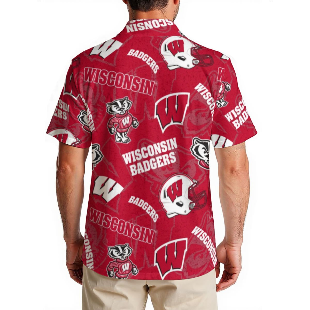 Wisconsin Madison Badgers Men's Hawaiian Shirt|150GSM - Badgers football tee varsity sportswear product image 2.0
