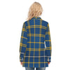 West Virginia Mountaineers Tartan Plaid Blue Gold Women's Long Shirt