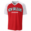 New Orleans Louisiana Baseball V-Neck T-Shirt Red and White – Urban Sports Streetwear – game day outfit, casual fan outfit, image 1.0