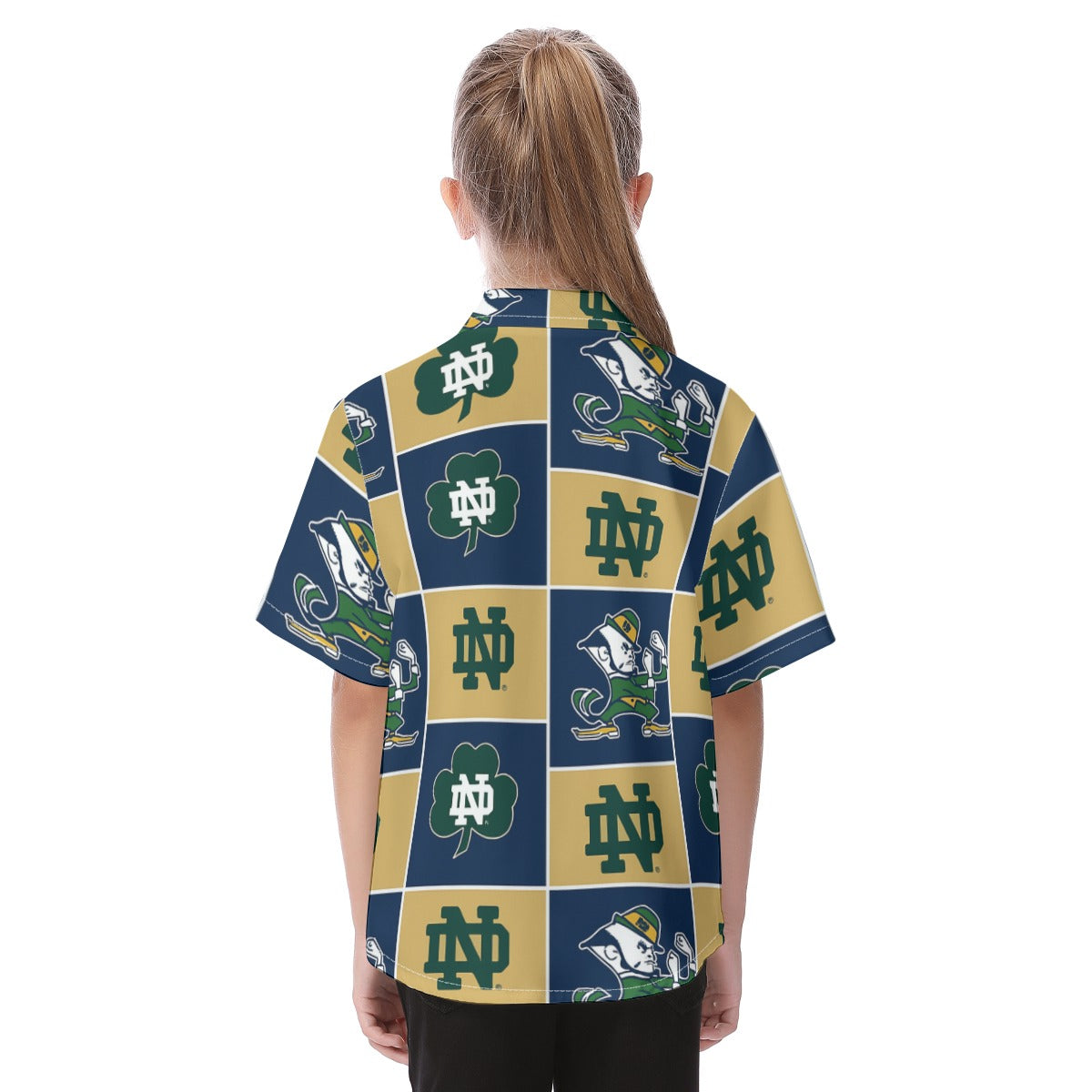 Notre Dame Fighting Irish Kid's Hawaiian Vacation Shirt White varsity sports apparel