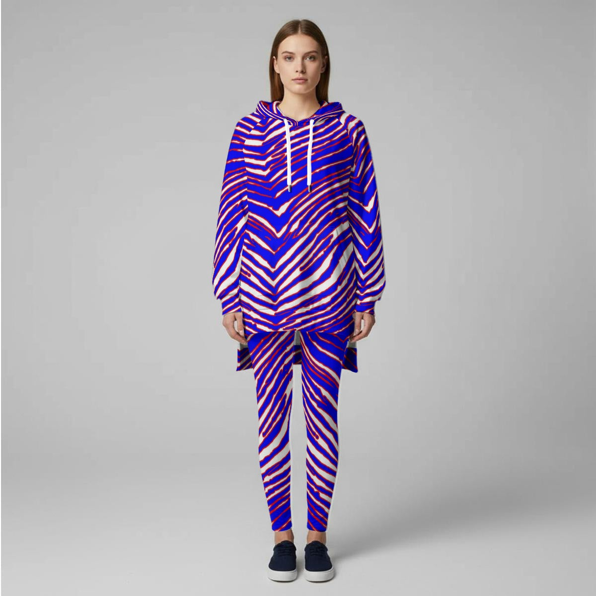 Buffalo Zebra Football Women’s Stretch Hoodie Set – Zebra Game Day Streetwear Style