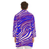 White Smoke Buffalo football Men's Borg Fleece Robe – Red Blue White Zebra Game Day Style