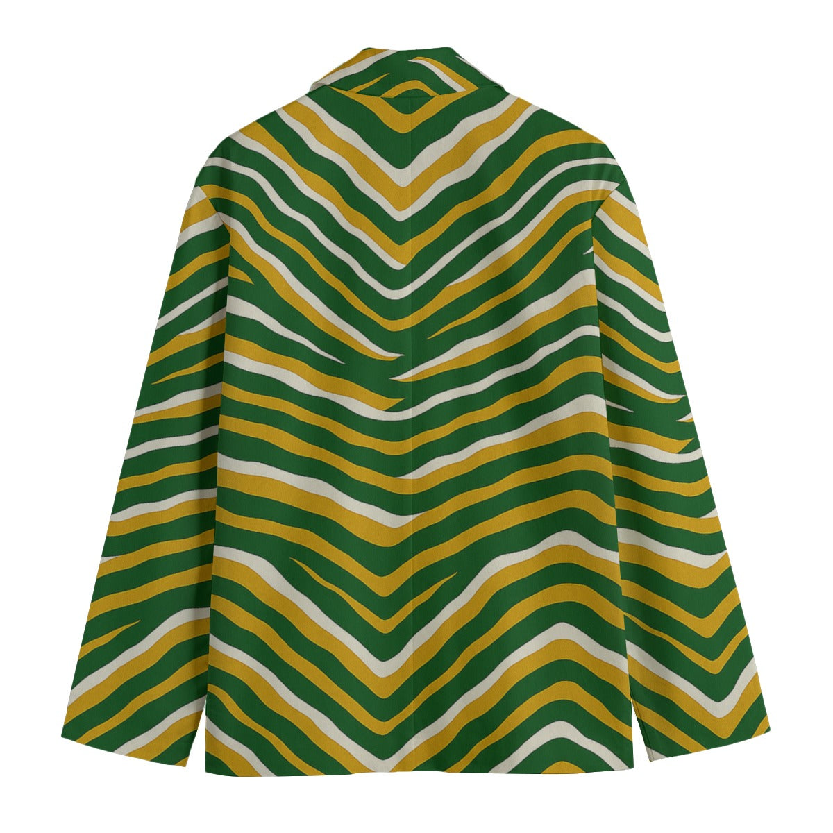 White Smoke Green Bay Football Yellow Green Zebra Men’s Flat Lapel Collar Blazer – Game Day Streetwear