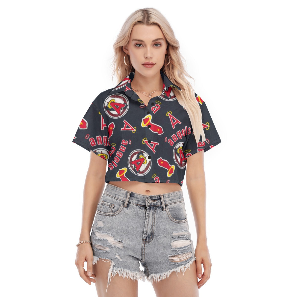 Los Angeles Angels Women's Cropped Shirt los angeles angels baseball fan apparel california game day outfit