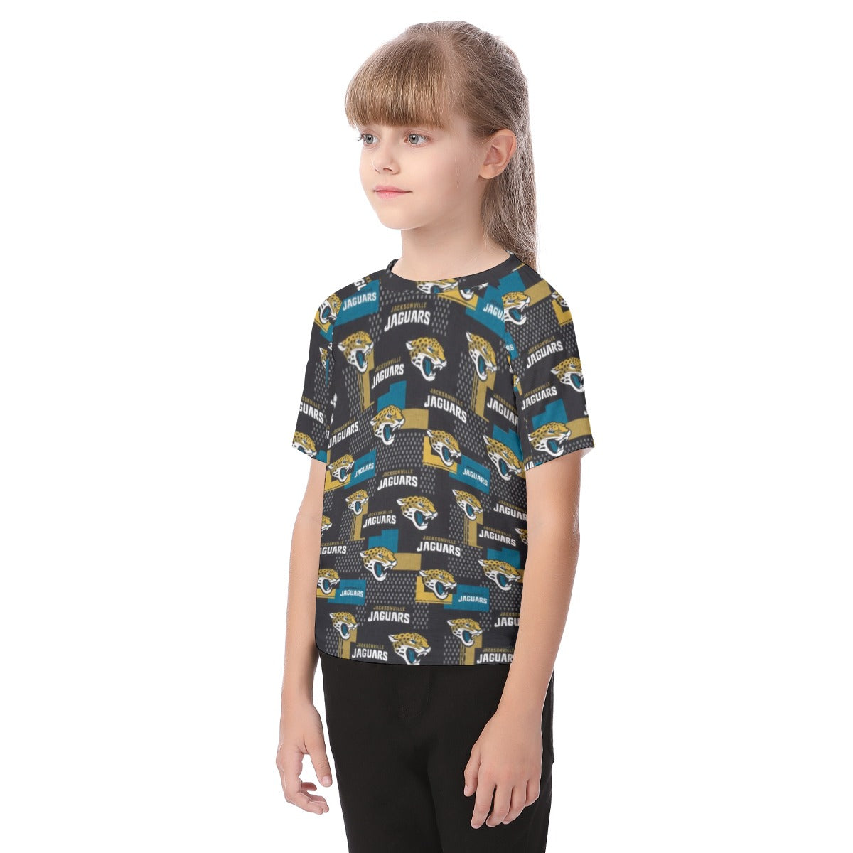 jacksonville-jaguars-kids-t-shirt teal black football side view modern fit