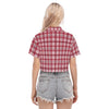 White Smoke Alabama Cropped Shirt Women – Crimson Plaid College Football Style