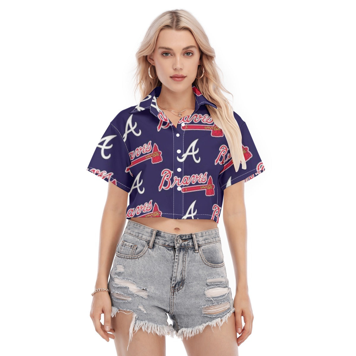 Atlanta Braves Women's Cropped Shirt atlanta braves baseball fan apparel game day outfit