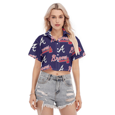 Atlanta Braves Women's Cropped Shirt atlanta braves baseball fan apparel game day outfit
