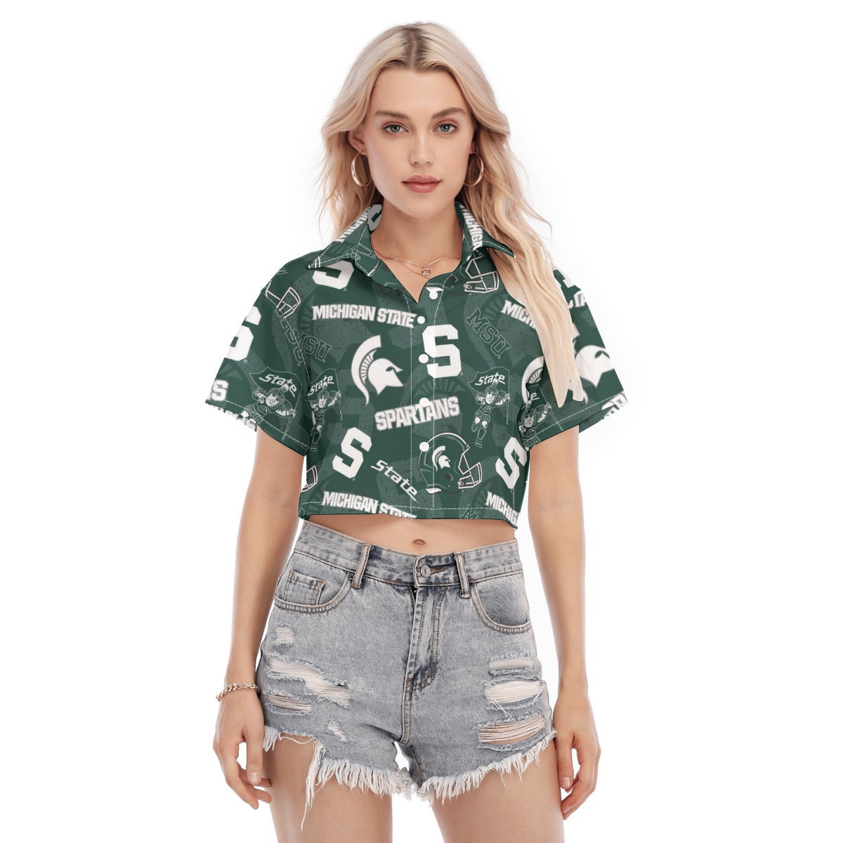 Michigan State Spartans Women's Cropped Shirt - Big Ten football apparel varsity sportswear product image 1.0