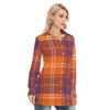 auburn tigers tartan plaid orange navy  women tartan plaid game day shirt