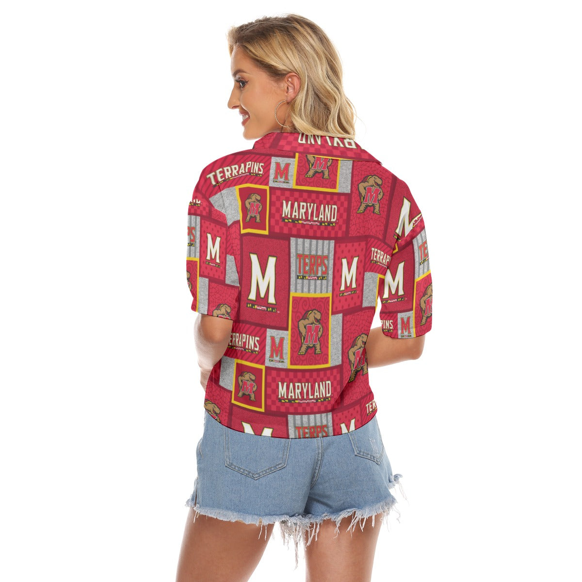 Maryland Terrapins Women's V-neck Shirts streetwear fashion product image 4
