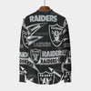 Las Vegas Raiders Men's Stand Collar Shirt With Long Sleeve|110GSM Imitation Flax